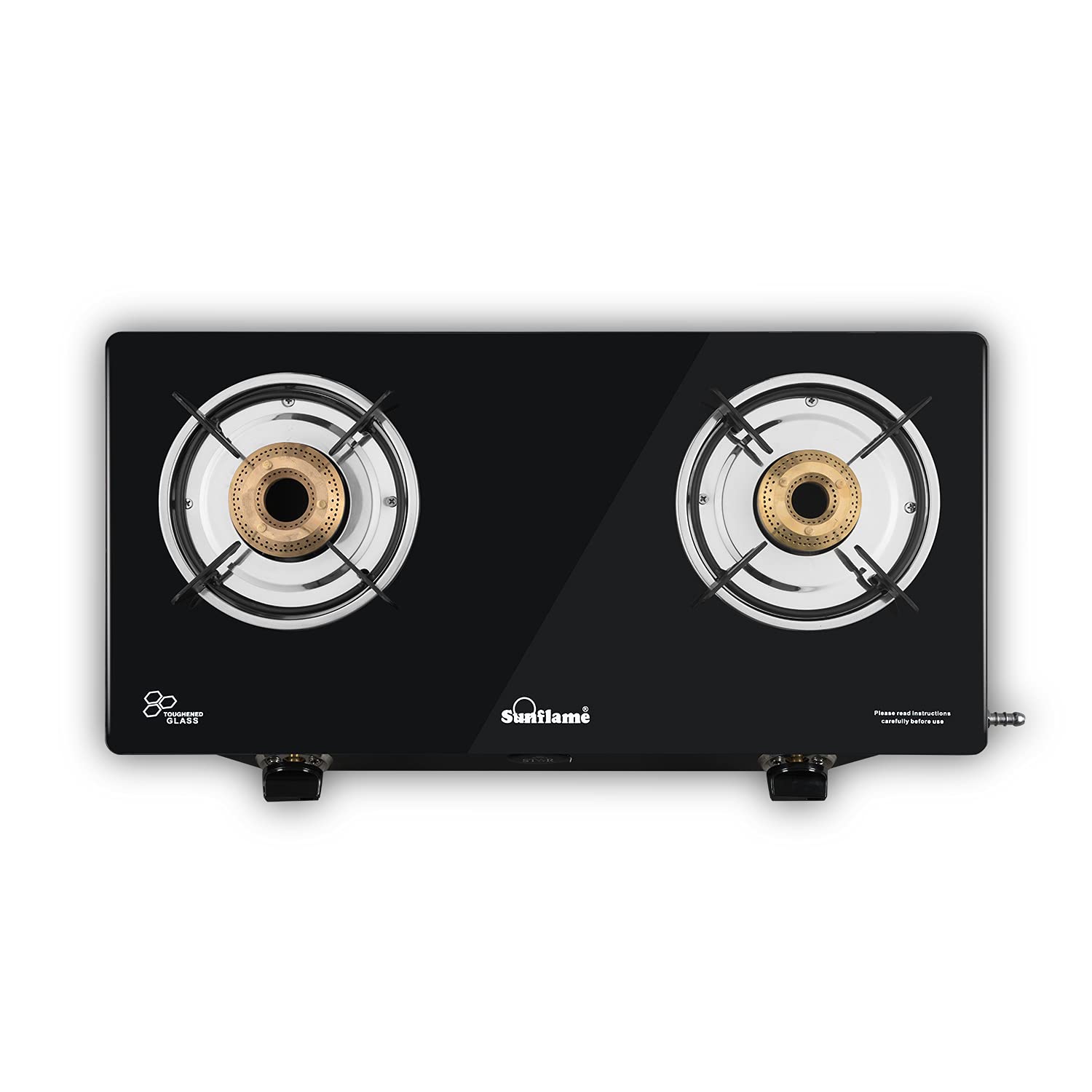 Buy Sunflame STAR 2B BK, Manual Ignition, 2 Burner Stove with Toughened