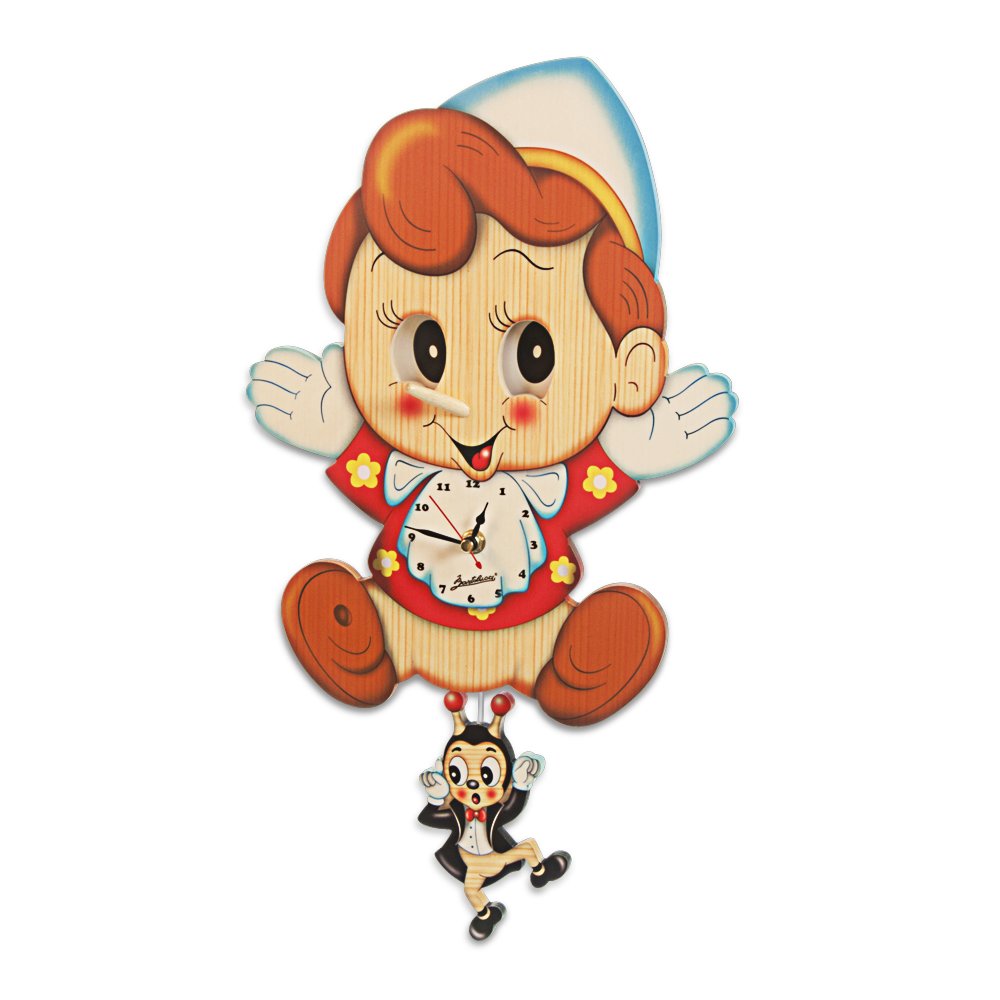 Amazon.co.jp: イタリアBartolucci 木製目が動く掛け時計 ピノキオ