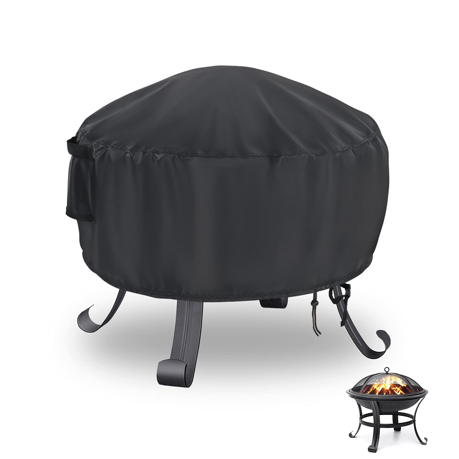 Iptienda Fire Pit Cover, Firepit Covers Waterproof Round Fireplace Cover Gas Fire Pit Covers-58x58cm