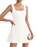 Women's 2025 Summer Sleeveless Tank Mini Dresses Square Neck A Line Flare Party Short Dress