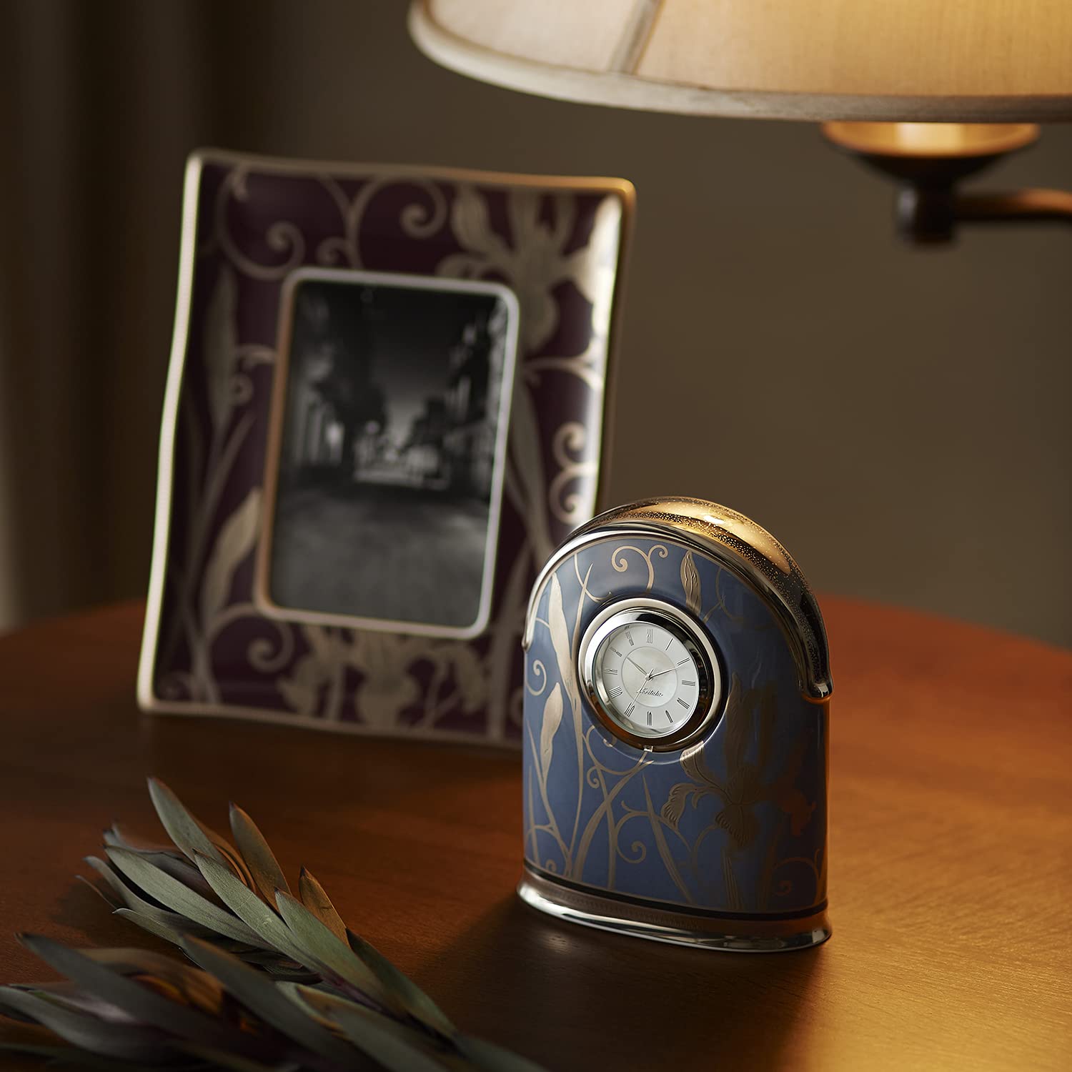 ノリタケ　時計 メゾンコレクション］ ローズプラチナ 置時計(ドーム型小)(アクリル製