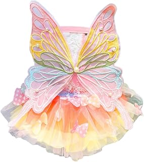 Dog Rainbow Butterfly Princess Dress Summer Thin,L