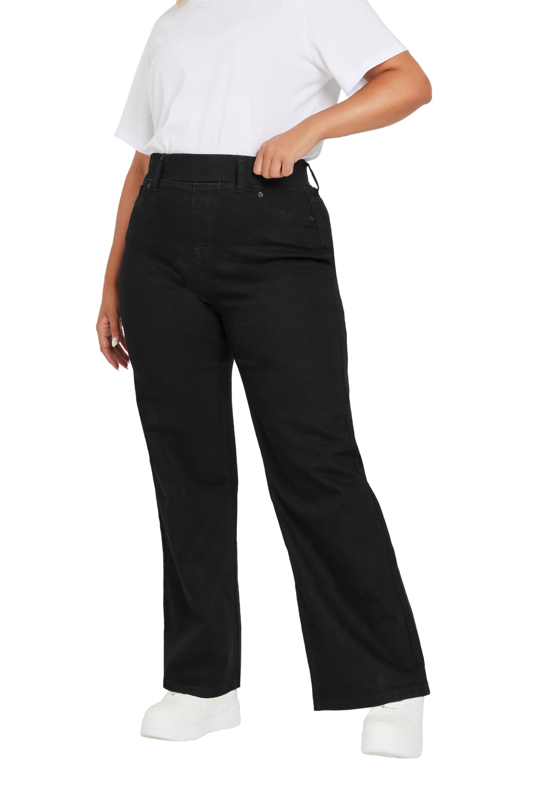 Yours Women's Black Wide Leg Jeggings In | : Size 24