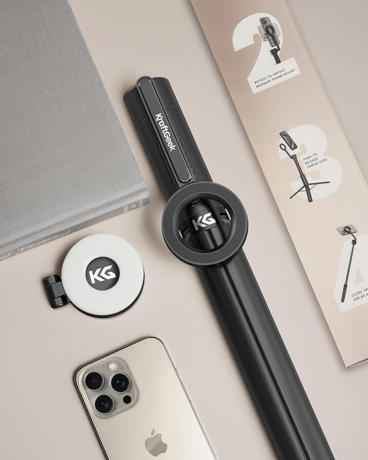 KraftGeek 163cm Trépied Smartphone avec Ring Light Telephone Magnétique
