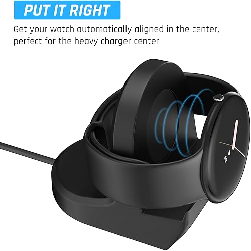 Miniatura 3 de FANPL Nuevo soporte de cargador para Google Pixel Watch, soporte de carga de silicona antideslizante para accesorios Pixel Watch (negro)