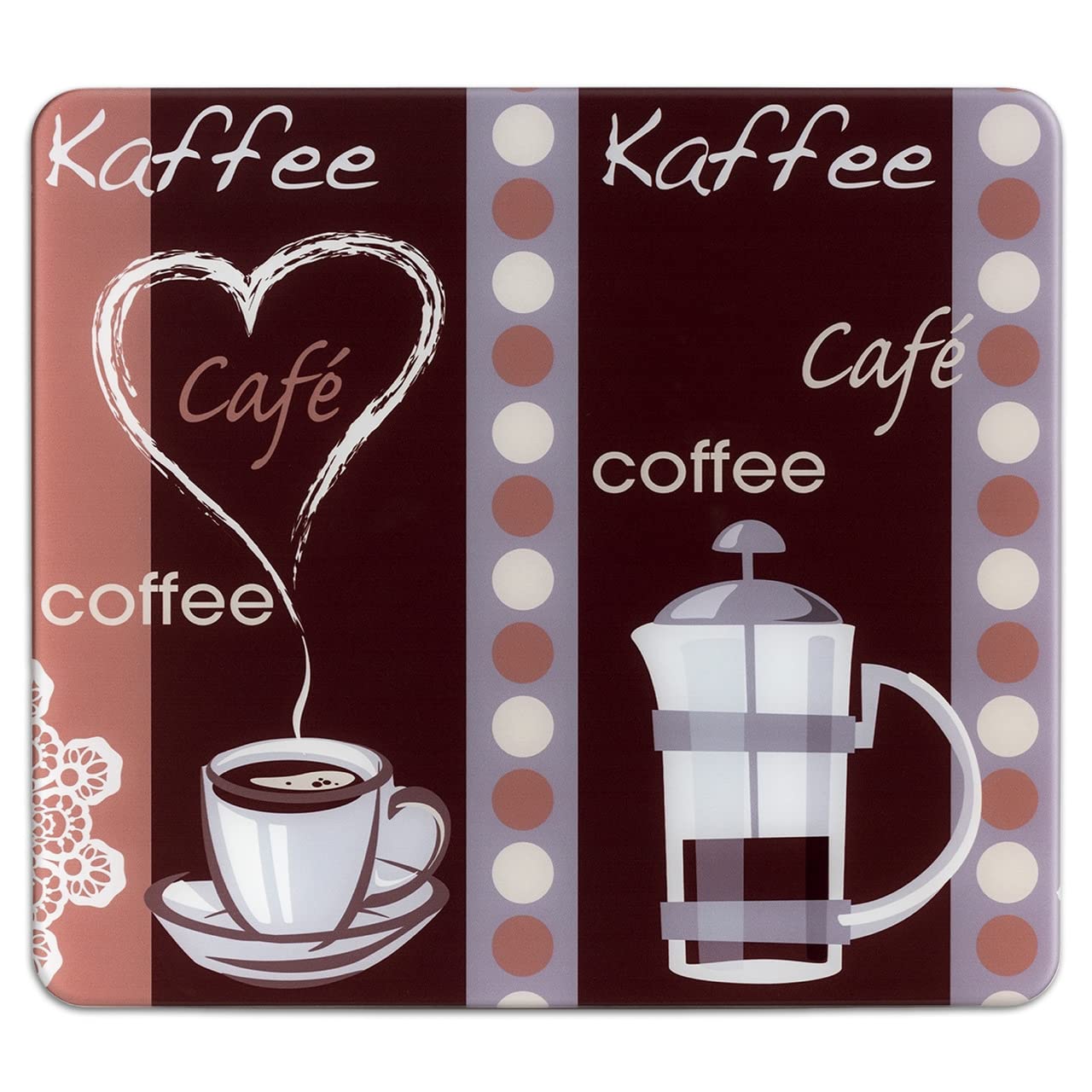 Multi-Platte „Kaffeeduft“ Als Herdabdeckung – 56x50 Cm, Gehärtetes Glas, Rutschfeste Füße
