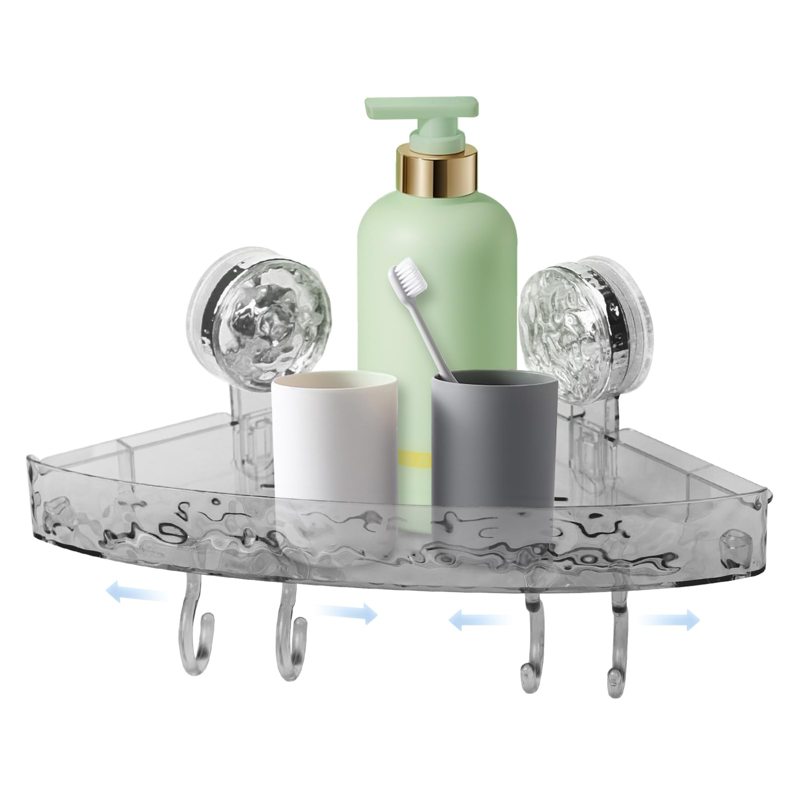 Shower Caddy Suction Cup Storage Rack Clear Acrylic Shower Shelves Glacier Water Ripples Corner Shelf For Bathroom Shower Accessories,grey B (Grey B)