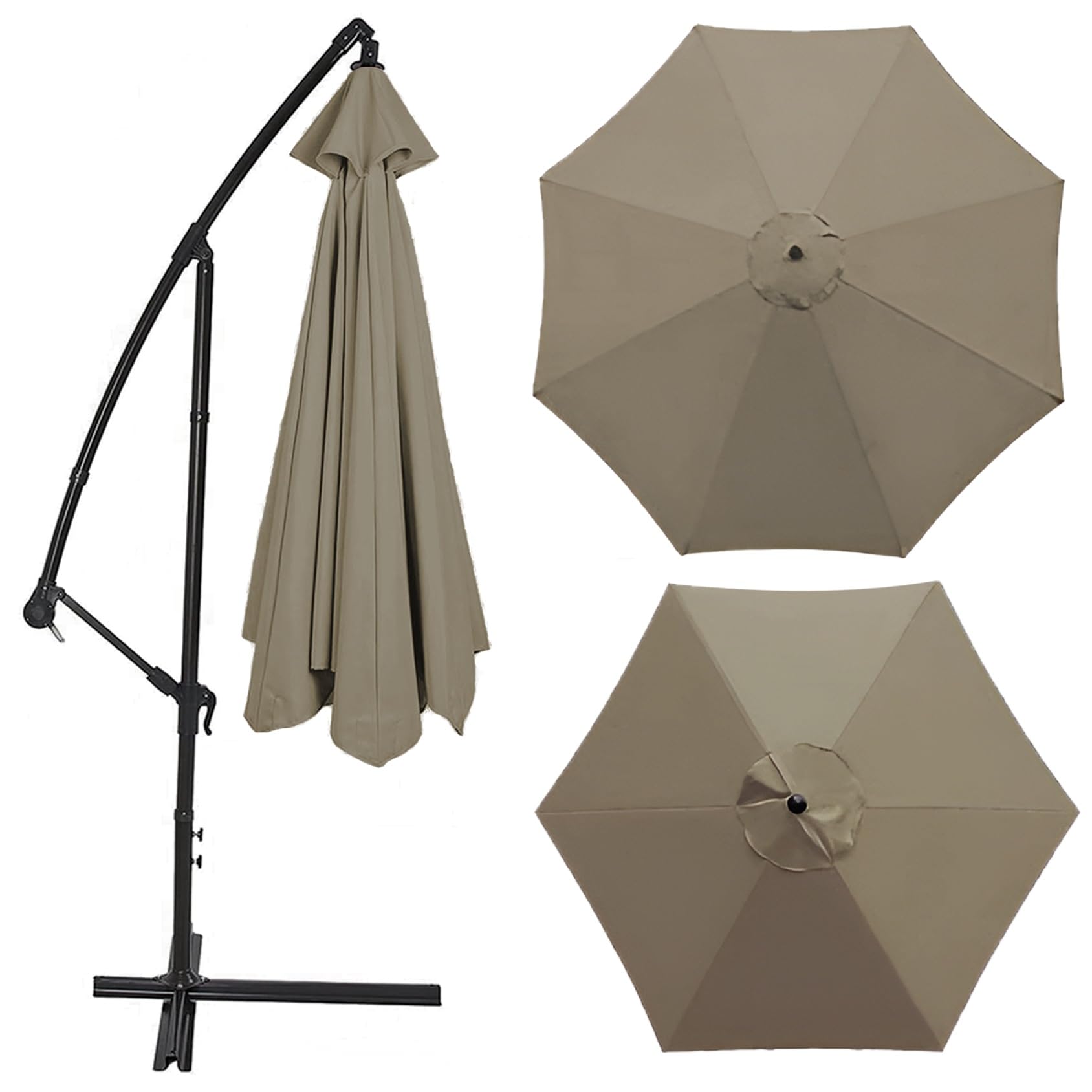 Replacement Parasol Canopy 200cm 2.7m 300cm / 6.5ft 8.8ft 9.8ft Sun Umbrella Replacement Cloth - Waterproof Anti-ultraviolet Parasol Canopy Fabric (6 Ribs 8 Ribs)(Color:Top color,Size:6 ribs-2m(6.5ft