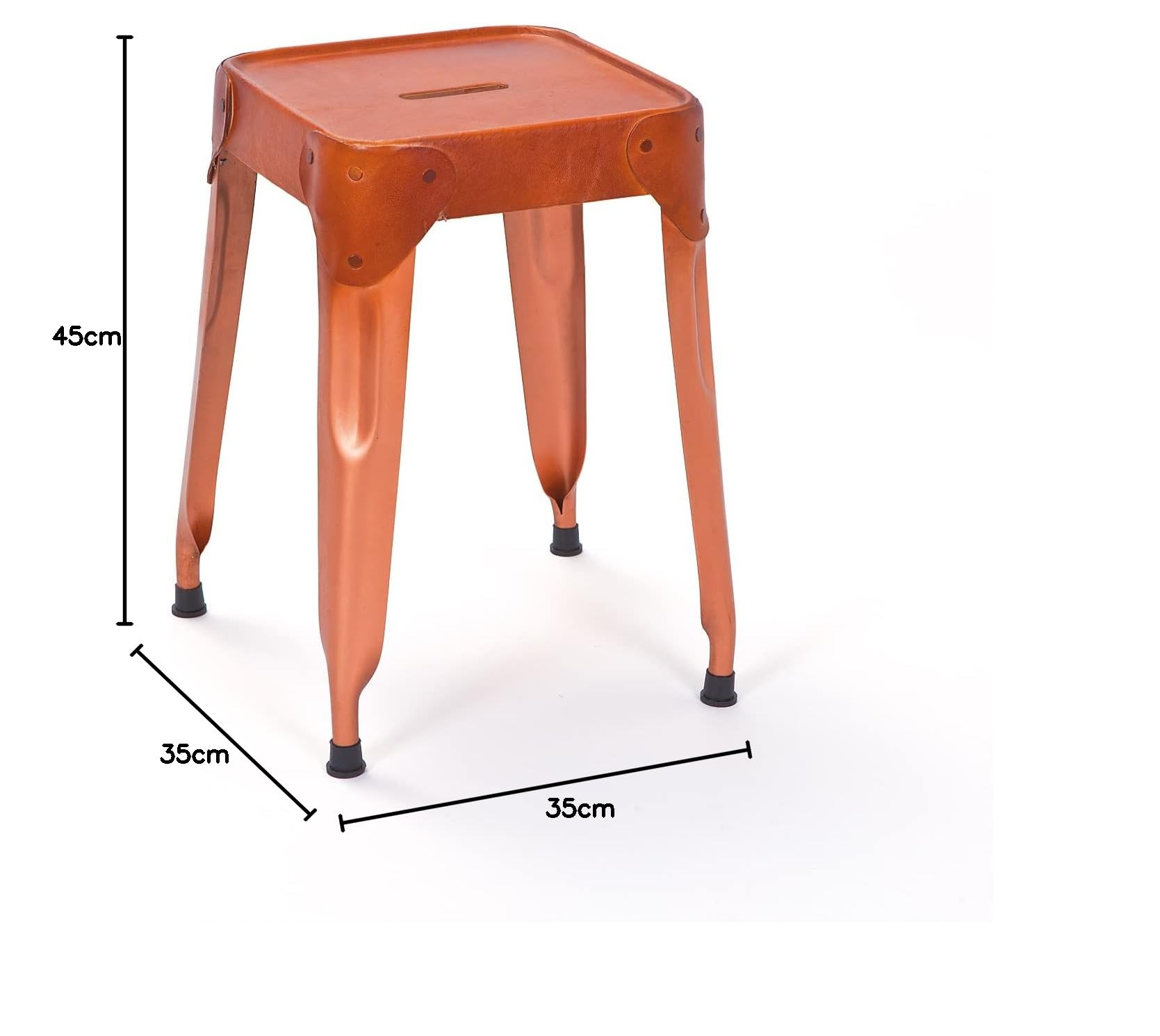 Inter Link - Juego de 4 taburetes - Metal Cobre - Asiento Cuero - Reema
