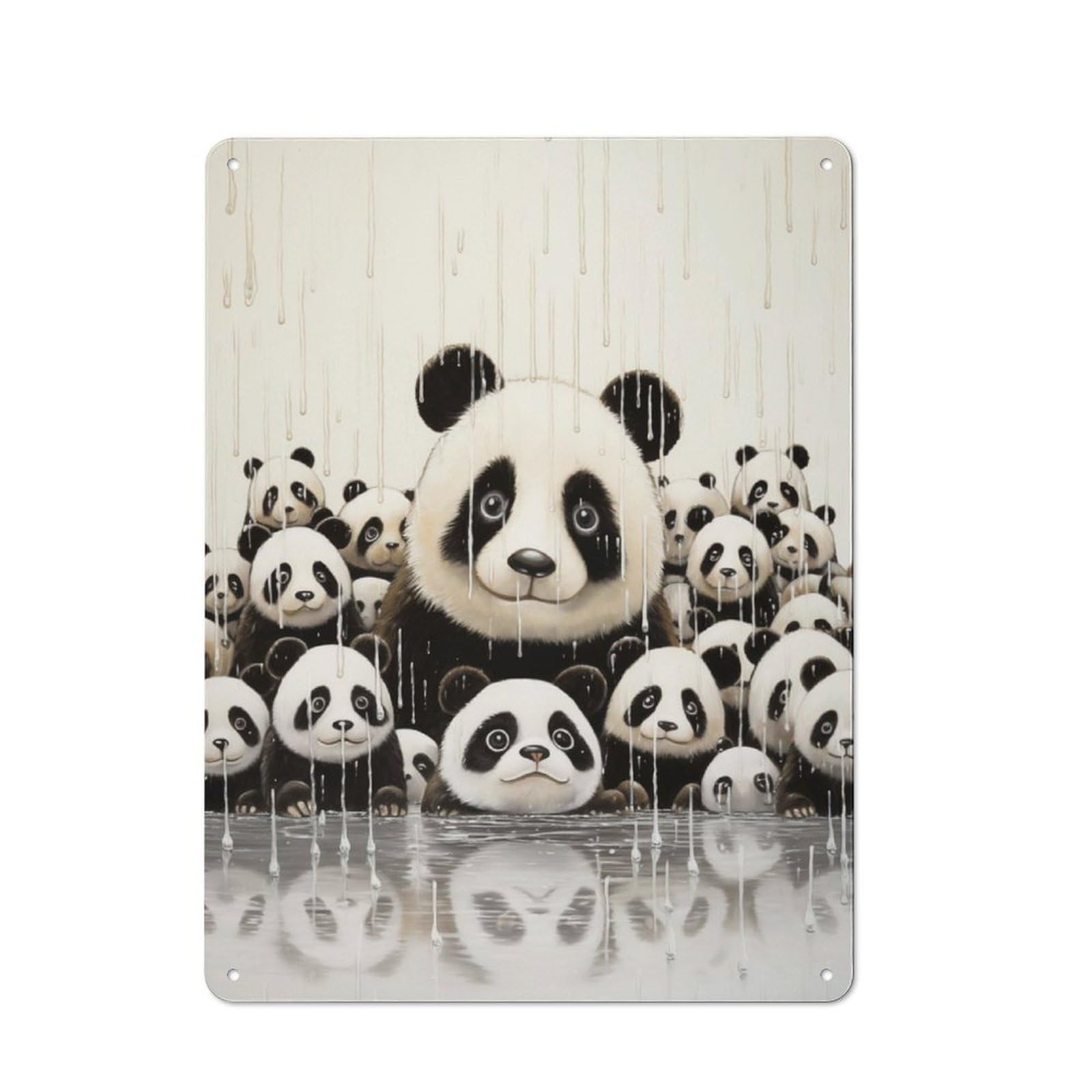 Junmoney Panda Funny Animal Art Rustic Metal Plaque 40X30cm For Hobby Room Or Studio, For Vintage Wall Decor Fans, For Garage And Workshop Walls