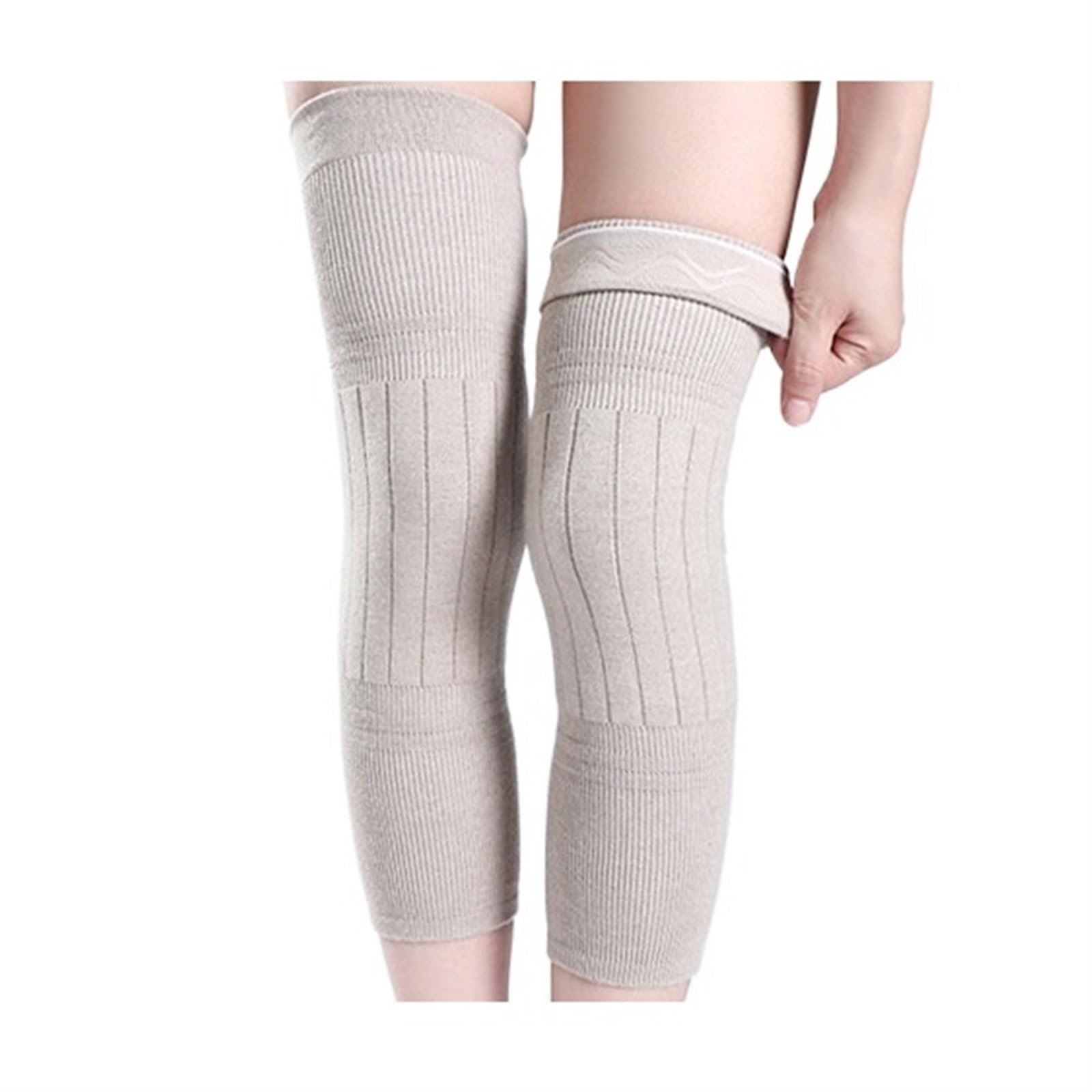 DJSKLDF Knee Warmer 2PCS Winter Warm Wool Leg Warmers Sleeves Thick Fleece Lined Knee Pads Brace Support Guard Protector Long Thermal Wraps(Non slip-Camel,L)
