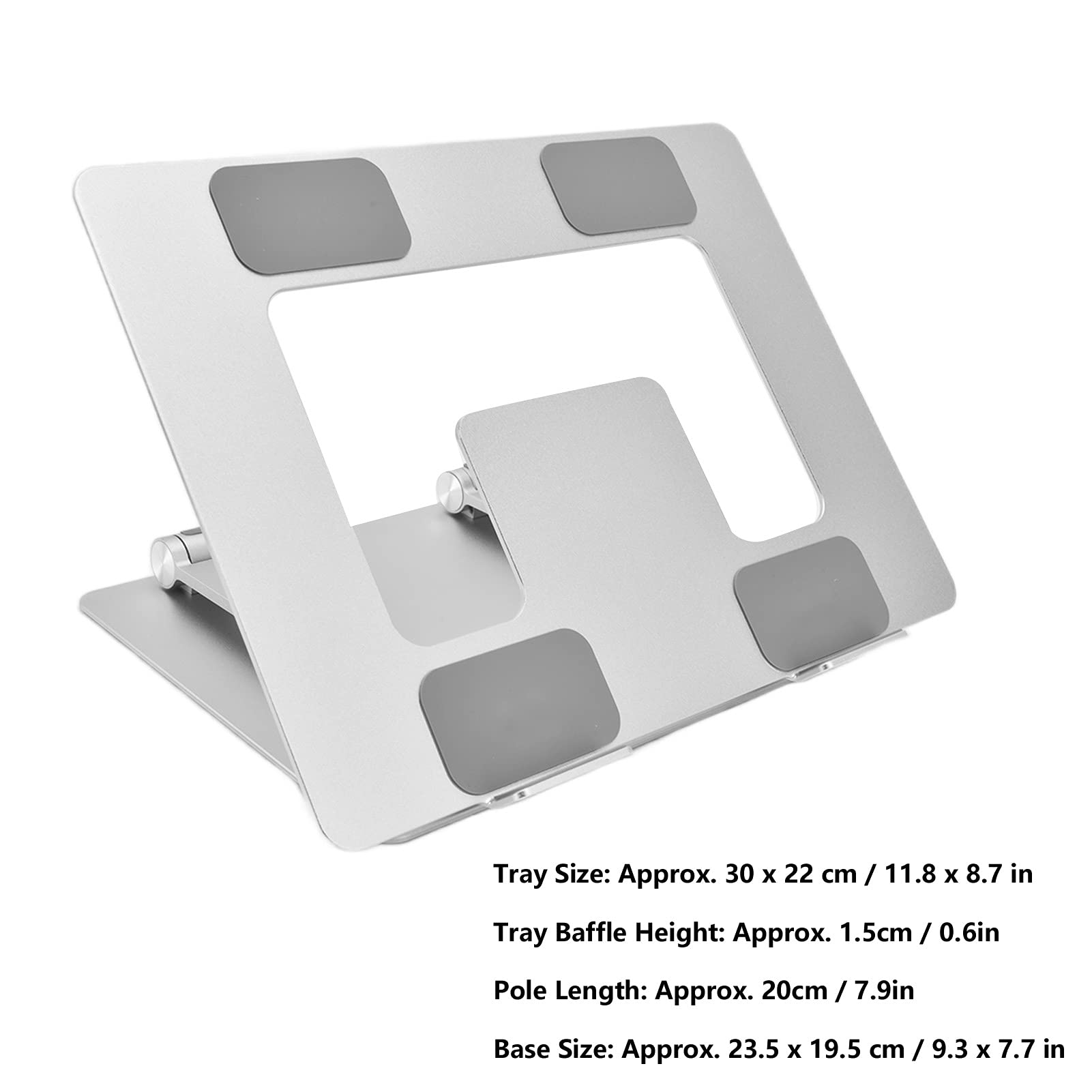 Supporto per Laptop Pieghevole Portatile in Lega di Alluminio Supporto per Notebook Supporto per Rialzo per Computer Supporto di Raffreddamento per Computer Argento,