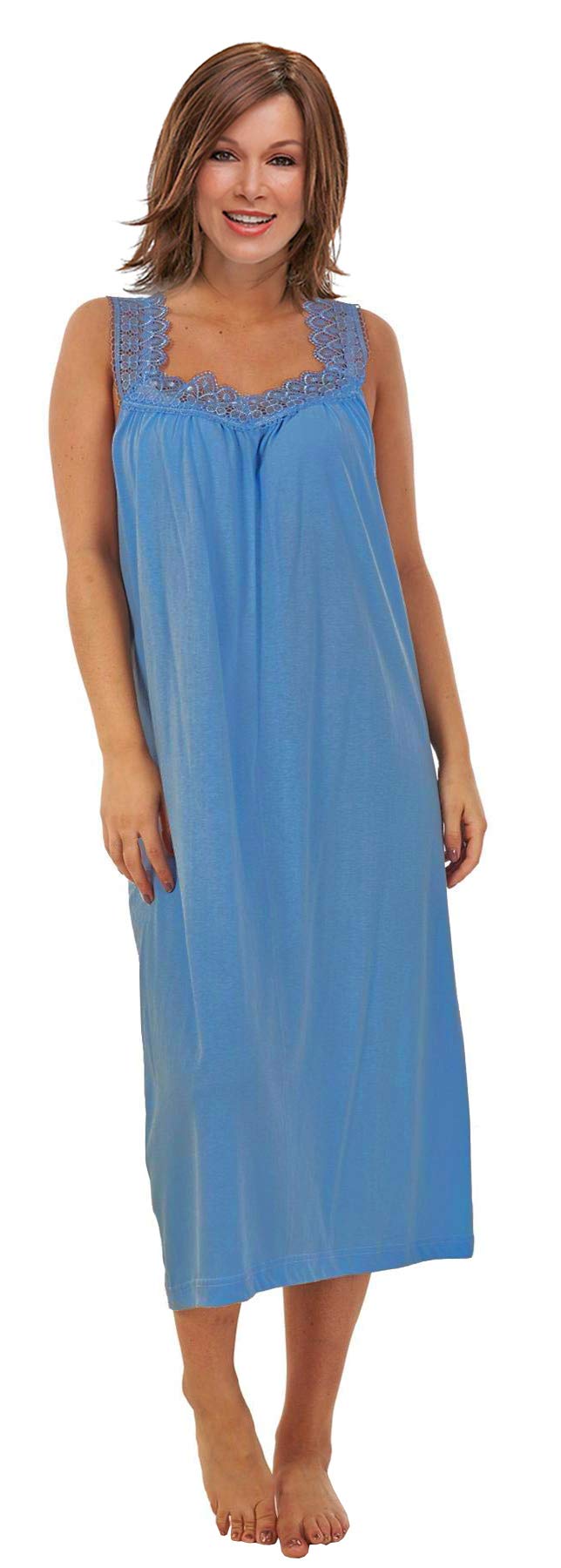 i-SmallsLadies Sleeveless Plain Rich Soft Cotton Nightshirt Nightie