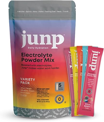 JUNP Paquetes de electrolitos en polvo sin azúcar para agua, paquetes de hidratación instantánea con sal y potasio, cero calorías, sin