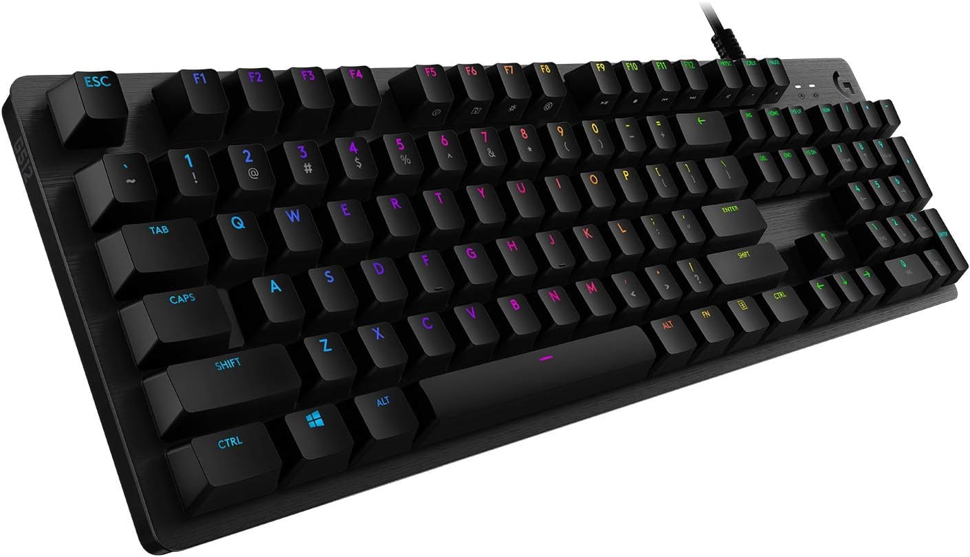 Logitech G G512 Teclado Gaming Mecánico, RGB Lightsync, Teclas retroiluminadas, GX-Táctil Marrón, Aleación de Aluminio, Teclas F Personalizables, Paso de USB, Disposición QWERTY ES, Color Negro