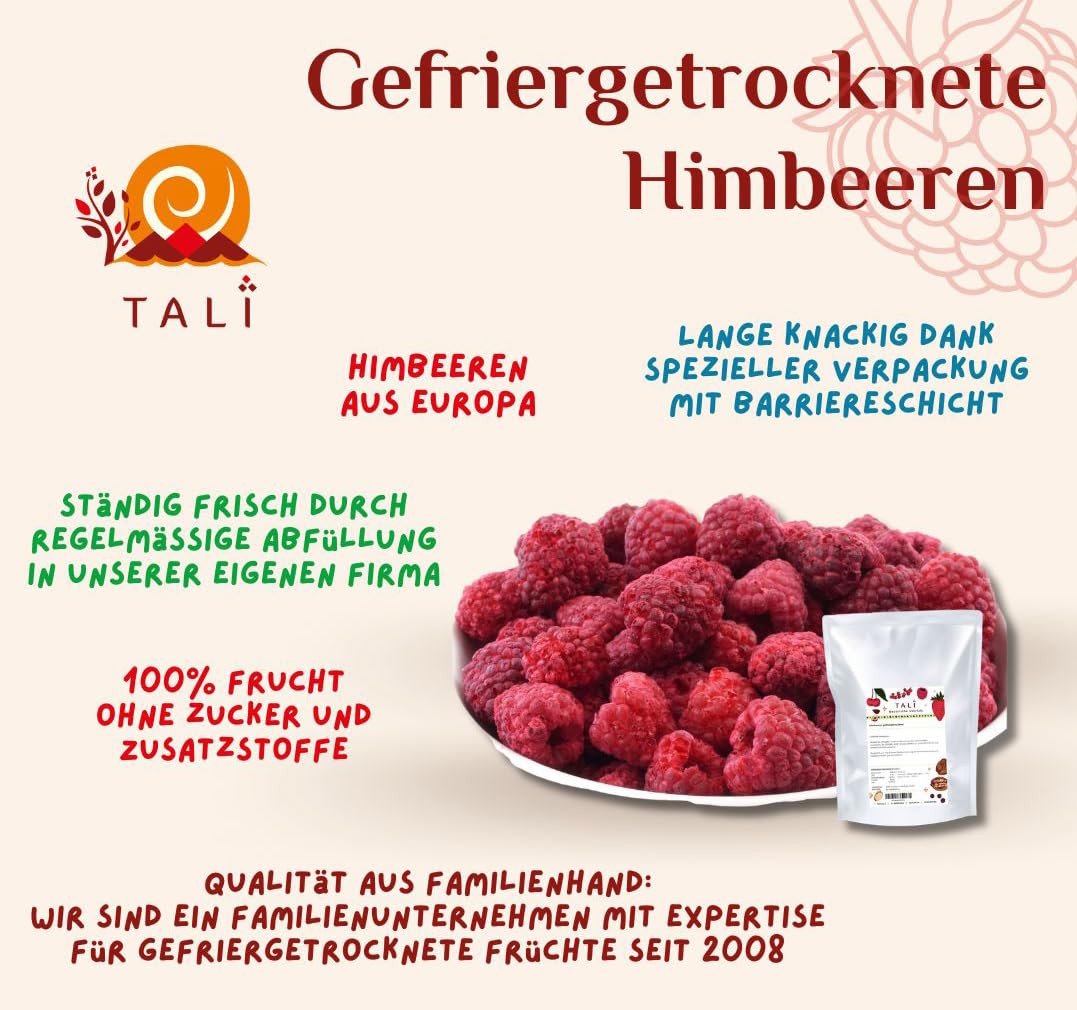 TALI Himbeeren gefriergetrocknet 500 g | bruchgeschützt im Umkarton