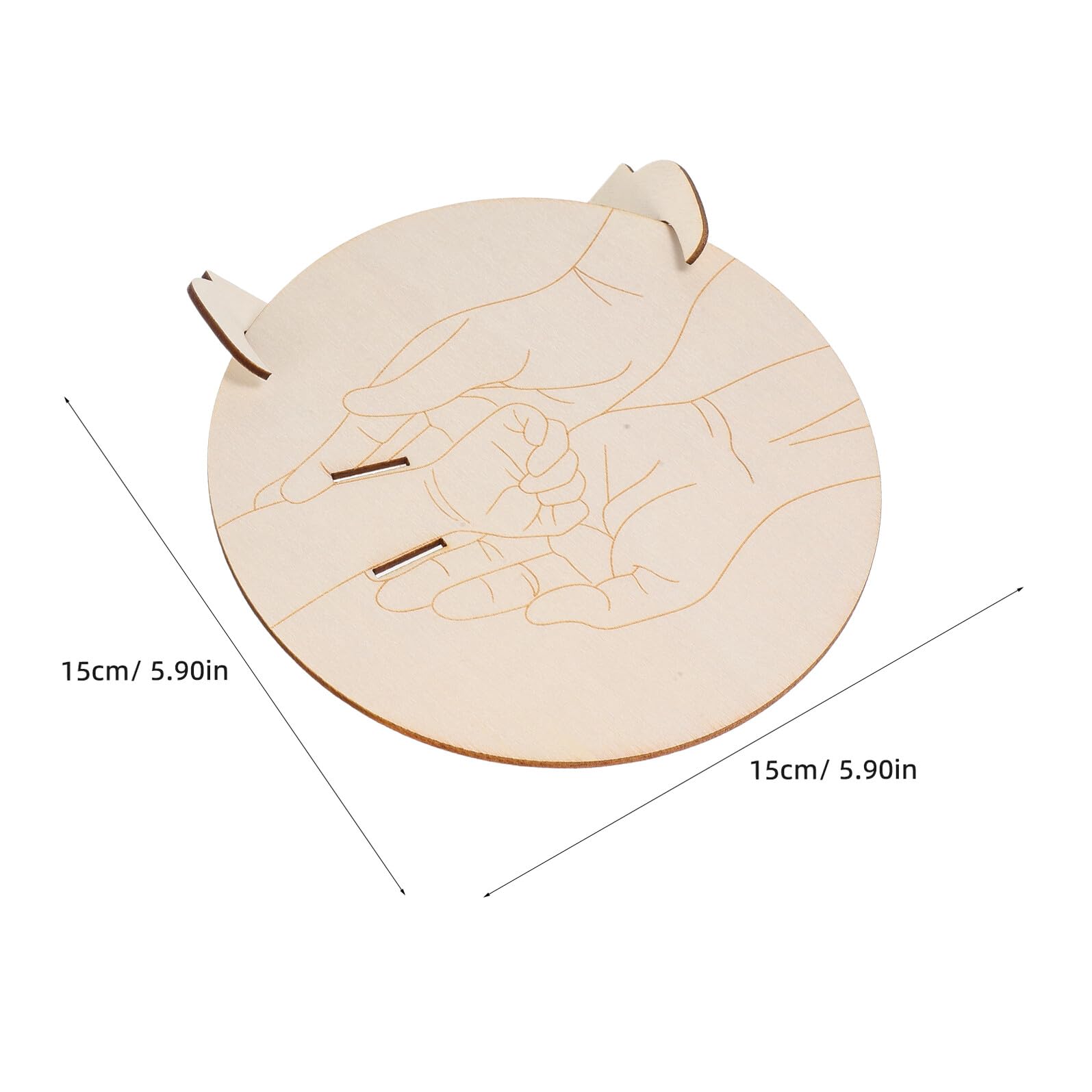 SUPVOX Porte-Bracelet Naissance en Bois avec Plaque Ronde Gravée Et Support Souvenir Personnalisé pour Bébé Fille Cadeau De Baptême Et Nursery