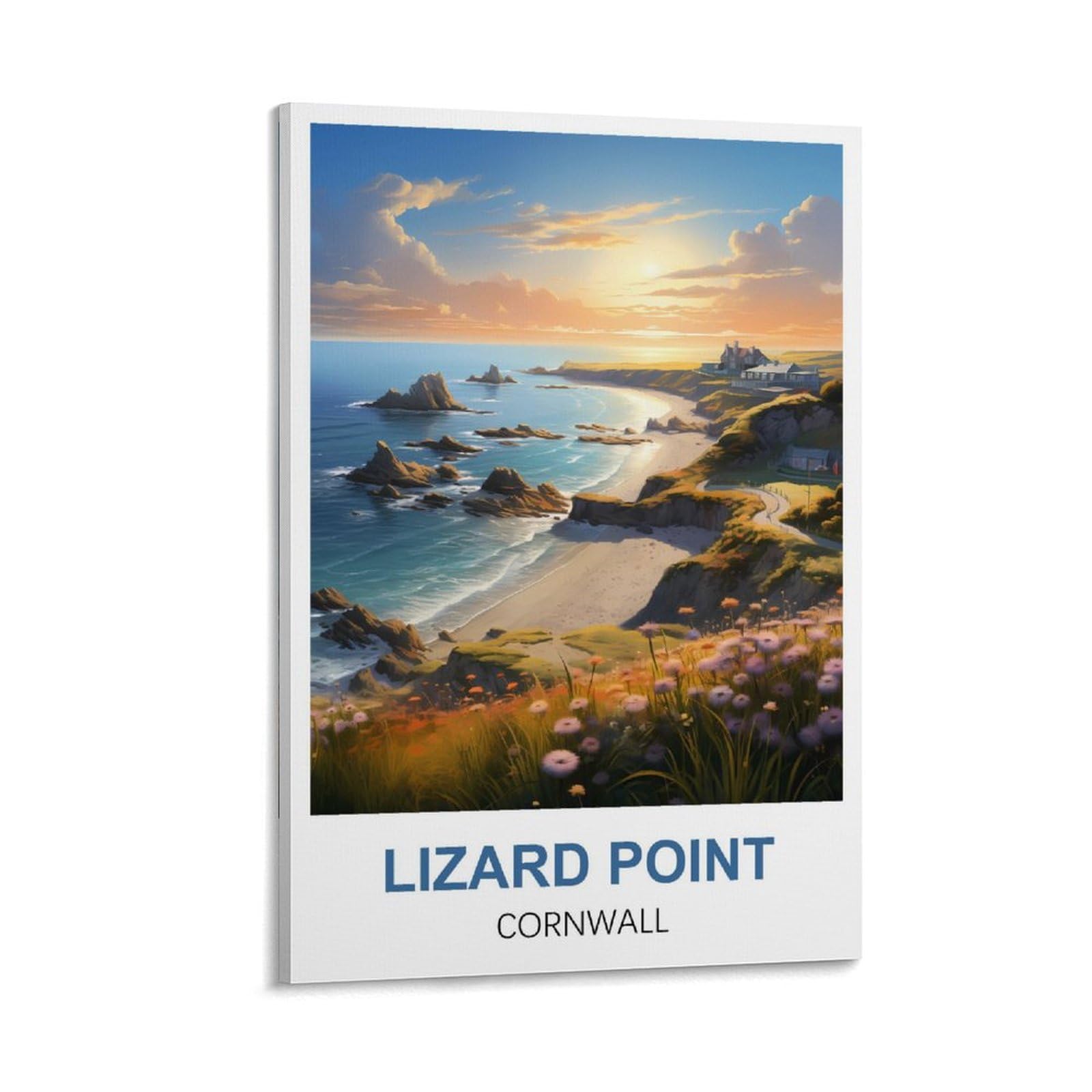 Jyicuncho Frame-Style Lizard Point Cornwall Vintage Travel Poster 12X18inch(30X45cm) Canvas Prints Wall Art Paintings Pictures For Living Room Bedroom Wall Decor