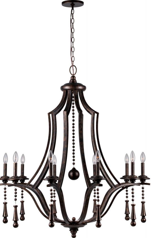 Crystorama 9359-EB Traditional Ten Light Chandelier from Parson collection in Bronze/Darkfinish,