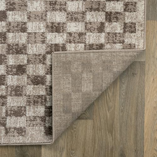 Tapete decorativo beige con diseño geométrico 4' x 6' miniatura 6