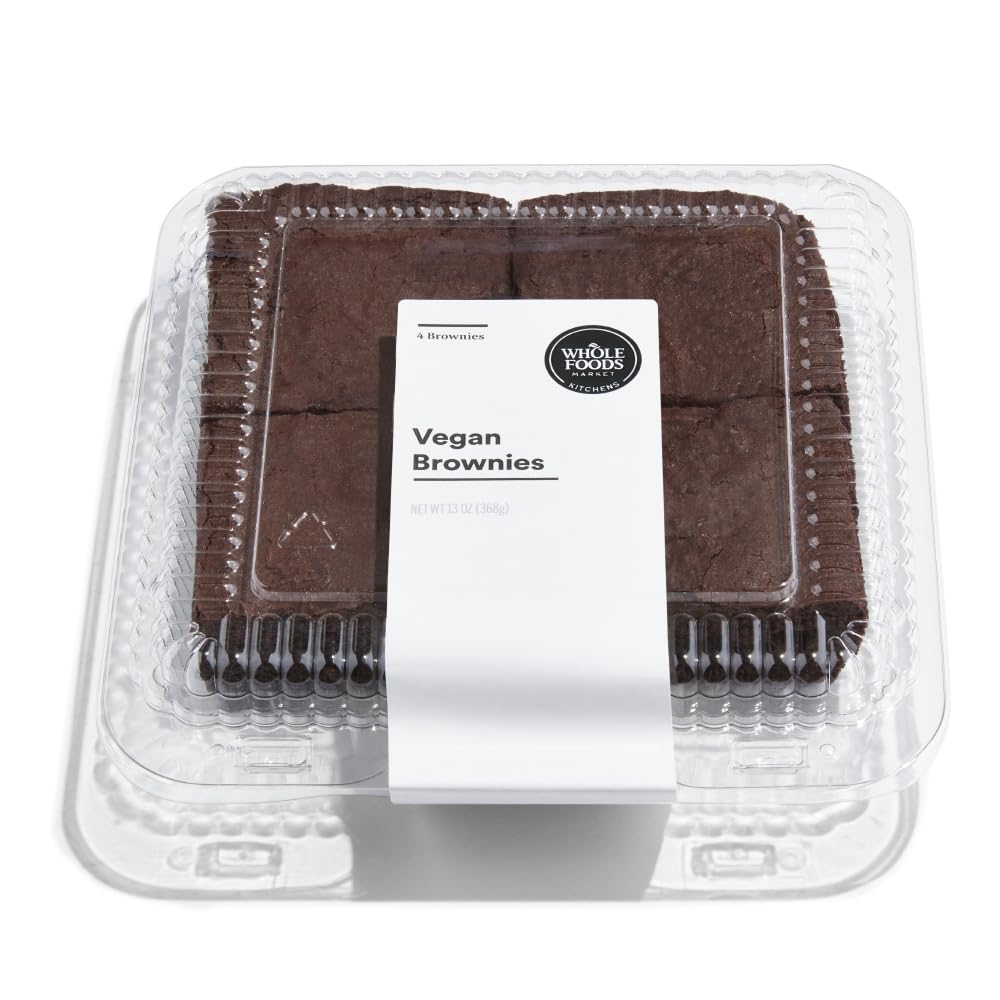 Whole Foods Market Kitchens Vegan Chocolate Brownies 4 Ct - Rich Fudgy Plant-Based Treats