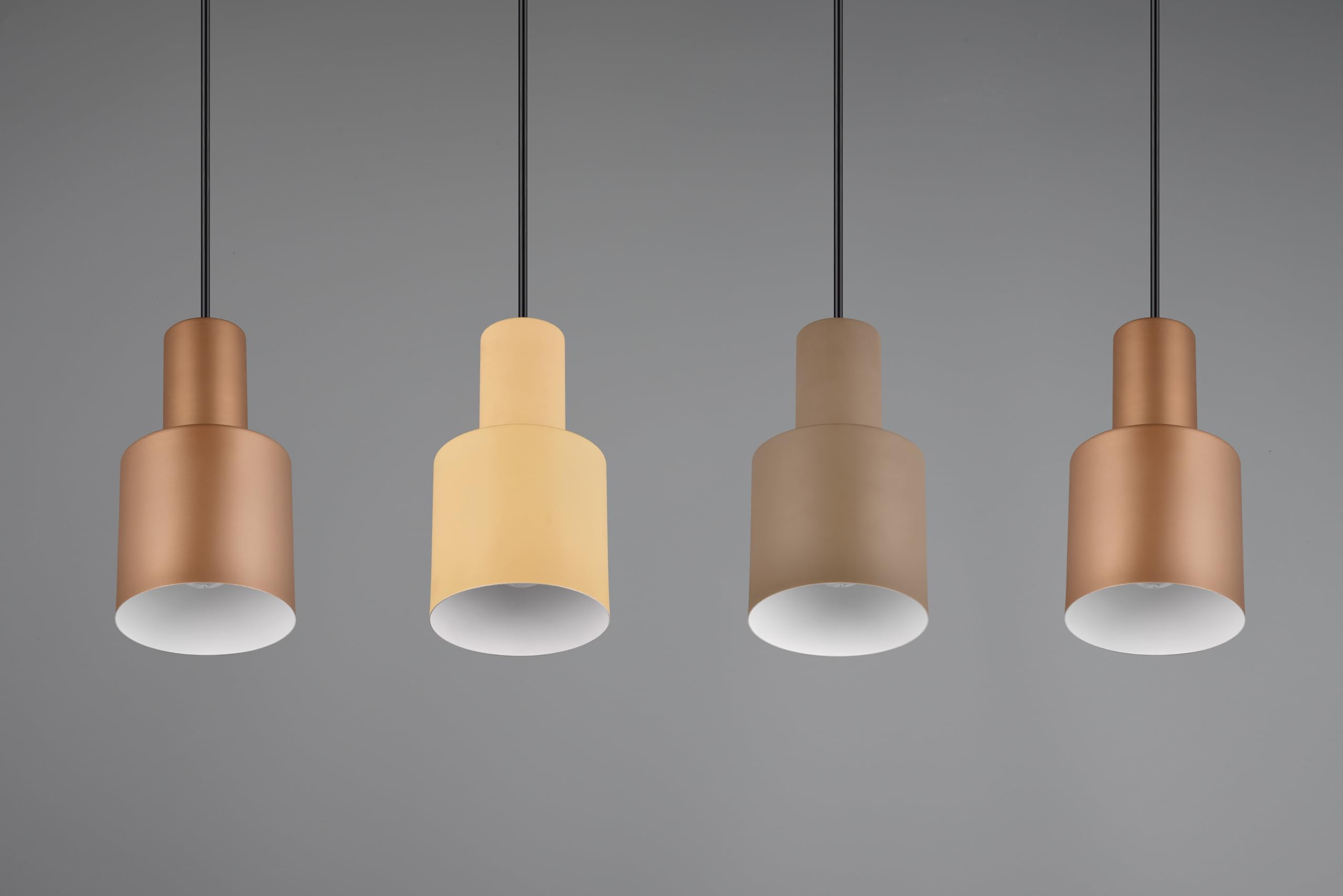 Trio Suspension Agudo 319400417, Métal Noir mat, Abat-jour Métal Café/Beige/Taupe, sauf 4x E27