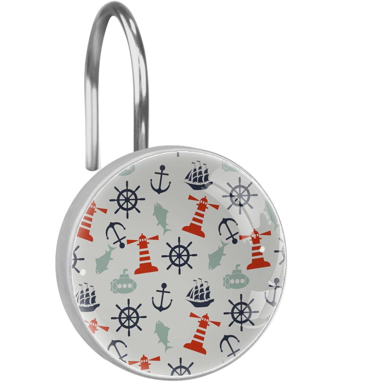 Crochets de rideau de douche Lighthouse verre cristal anti-rouille pour tringle de douche