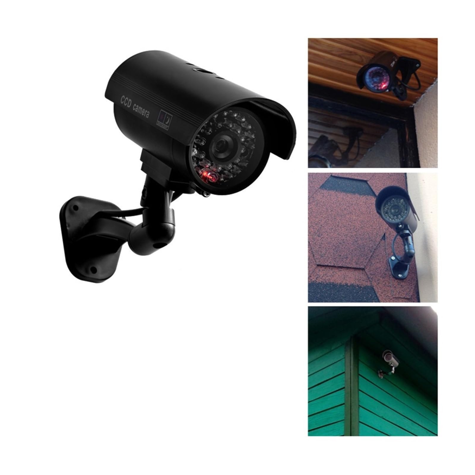 Caméra extérieure Fausse caméra extérieure Bullet LED Light Monitor Surveillance factice étanche Simulation de Protection de la sécurité à Domicile(1black)