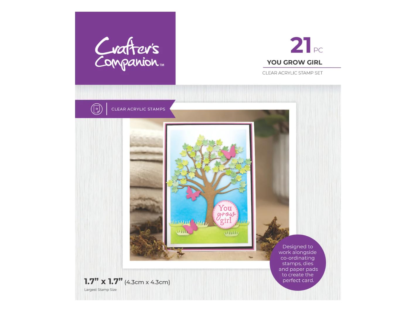 Crafter's Companion Girls Clear Garden Collection Acrylic Stamps - You Grow
