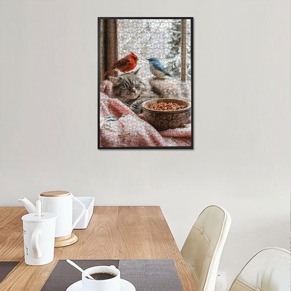 Katze Vogel Puzzle 4000 Teile, Klassische Puzzles, Geschicklichkeitsspiel Puzzle für Erwachsene, Puzzlespiele für Die Ganze Familie, Mit Schöner Verpackung, Dekoration Puzzles DX0YL3-643