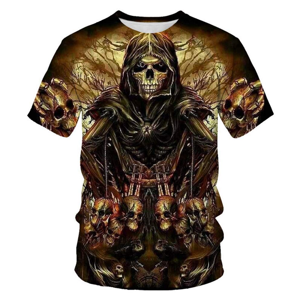 TiwBskiMens T-Shirts 3D Graphic Skull Short Sleeve Tees Funny Printed Summer Tops