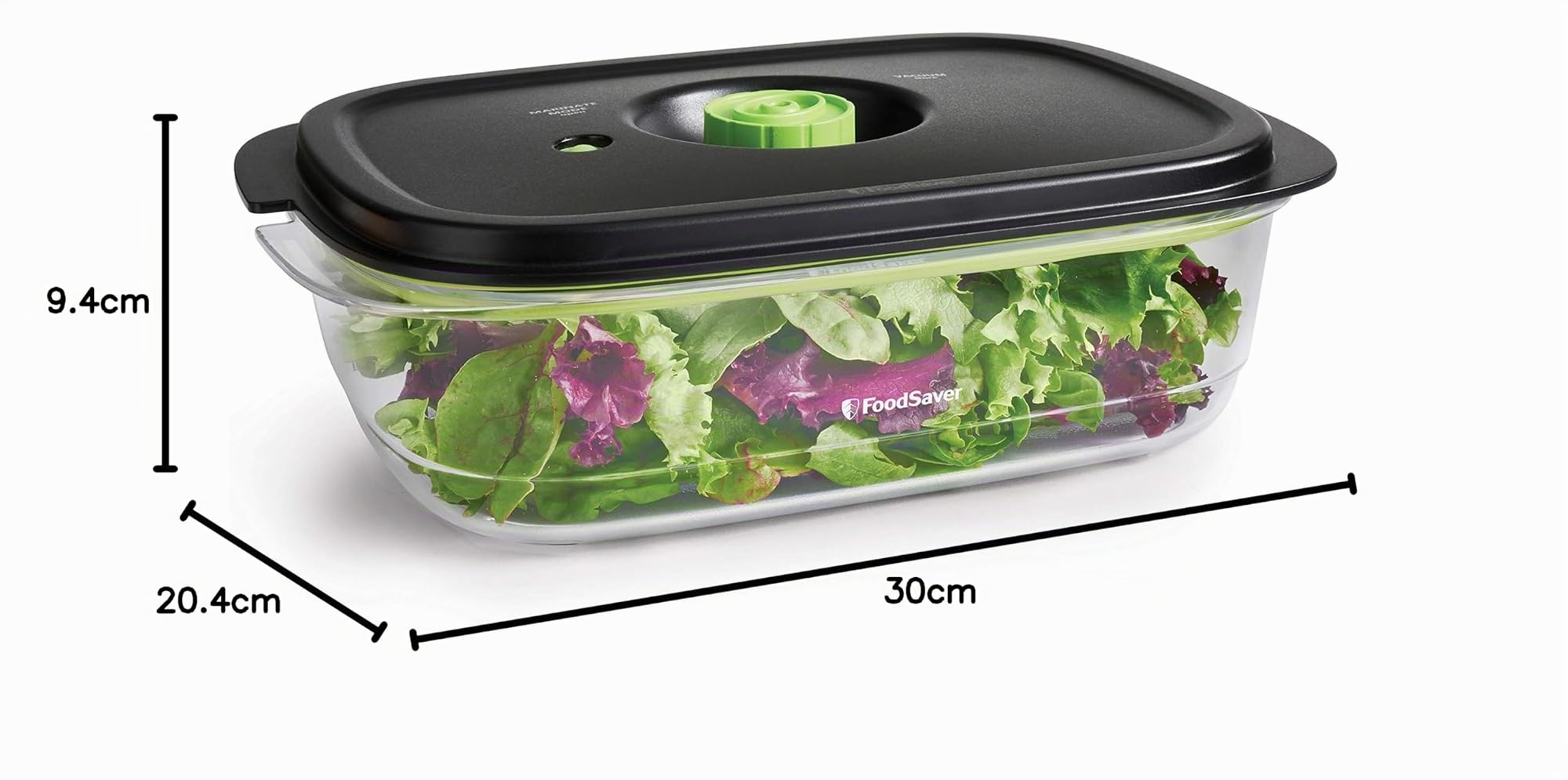 FoodSaver Contenitore Salva Freschezza per Sottovuoto da 2.3 Litri, con Funzione Marinatura, BPA Free, Indicatore del Vuoto, Trasparente, 2.3 L