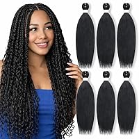 Vista 10 de Cabello trenzado de jengibre preestirado, 6 paquetes de 24 pulgadas, cabello sintético preestirado, trenzas naturales de fácil torsión, ajuste
