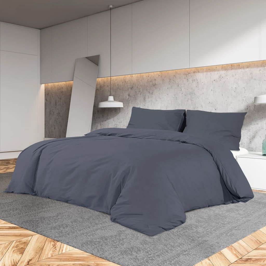 Set Copripiumino Antracite 260x240 cm in Cotone, Casa e Giardino,Biancheria,Lenzuola e Coperte,Copripiumini, 1.18kg-136084
