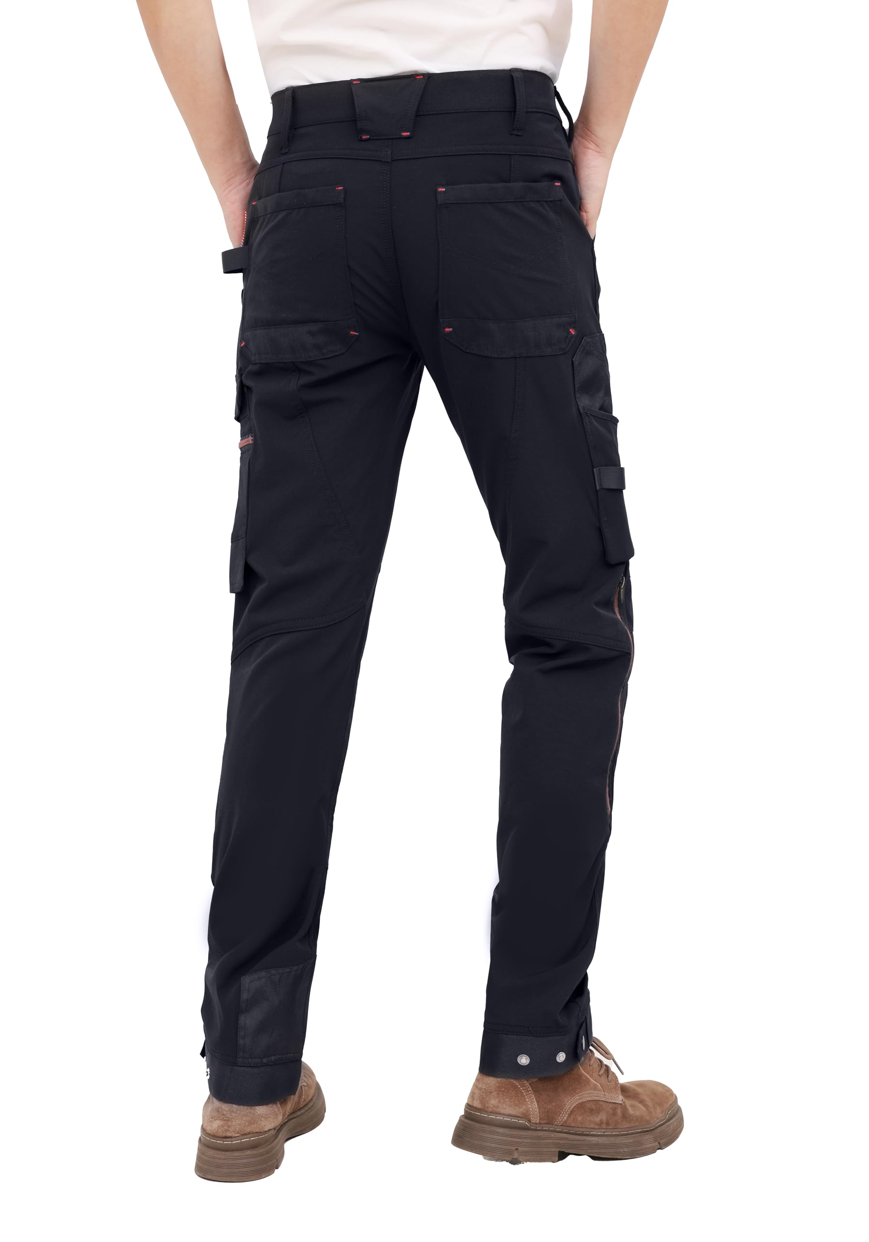 WORK IDEA Męskie spodnie robocze Slim-Fit Stretch - krytyczne obszary materiału Cordura – wytrzymała elegancja do różnorodnych wymagań pracy.