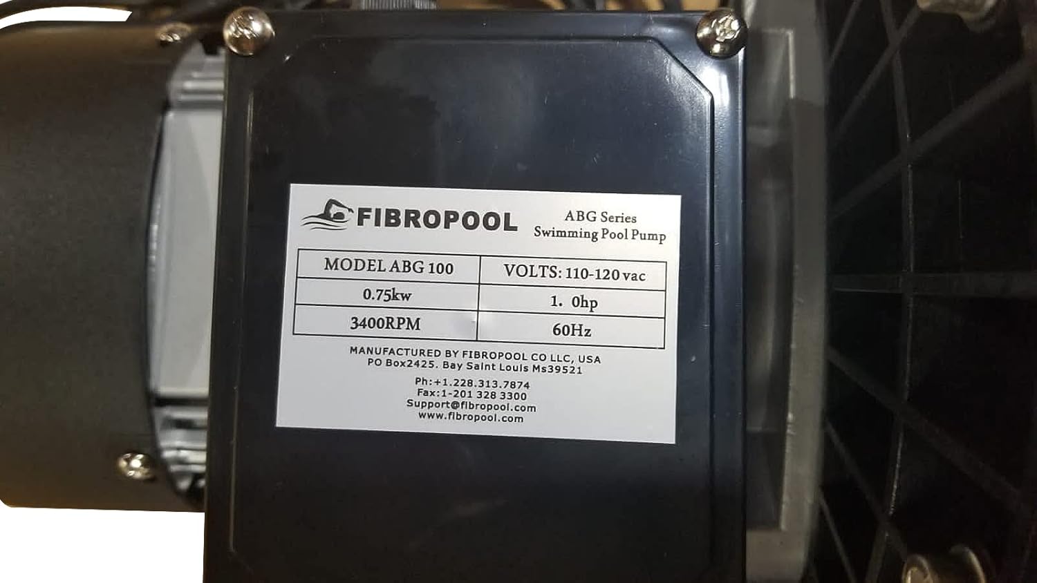 FibroPool 1HP Swimming Pool Pump for Above Ground Pools - 1 Horsepower -Designed and Assembled in USA - Hose Adapters Included - High Efficiency Single Speed Motor With Clear Top Lid - ABG100