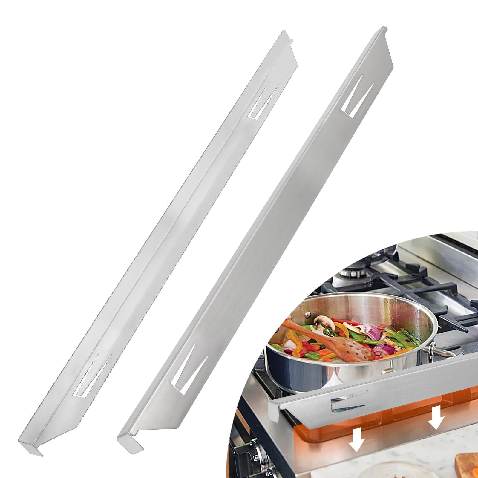 uxcell Stainless Steel Stove Gap Covers (2 Pack), 25 Inch Kitchen Oven Gap Cover, Heat Resistant & Easy to Clean, Gap Filler Between Stove and Counter Silver
