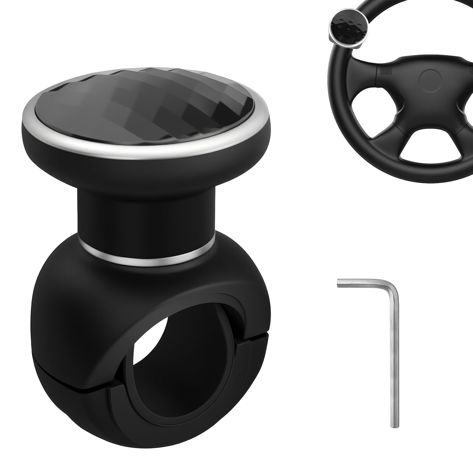 FAELNK Universal-Lenkradknauf mit abnehmbarem Schlüssel, für Autos, LKWs, Traktoren, Boote, Rasenmäher und Gabelstapler