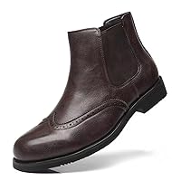 SANNAX Stivaletti Chelsea Uomo Stivali Stivaletti Business Mocassini Formali Scarpe Da Sera Formale, Marrone 3, 42.5 EU