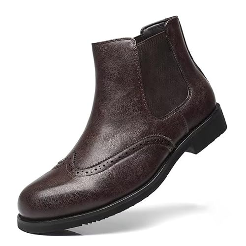 SANNAX scarpe da uomo Chelsea boots Stivaletti vintage alla moda Business high-top casual da uomo Mocassini formali, marrone 3, EU 46