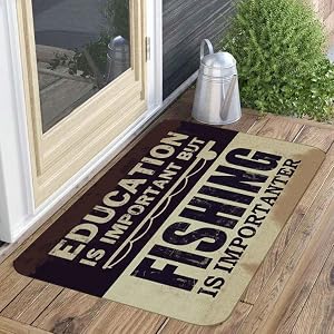 BXFAHZJ Education is Important But Fishing is Importanter Door Mat Farmhouse Lake Theme 17×30 Inch Lake House Indoor Outdoor Entrance Doormat Decor for Home Bedroom