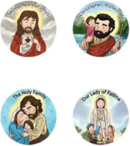 Miniatura 5 de Mini calcomanías de Santos católicos surtidos para escuela dominical e iglesia, dos rollos cada rollo tiene 100 calcomanías autoadhesivas por rollo