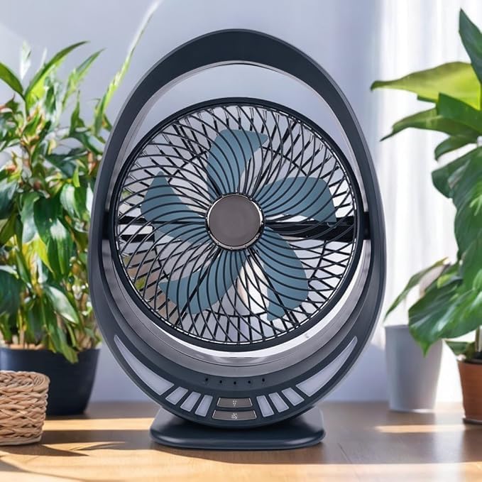 Image of 4000mAh High Speed ๐๐๐๐ก๐๐ซ๐ ๐๐๐๐ฅ๐ Table Fan for Home, ๐๐ฌ๐๐ข๐ฅ๐ฅ๐๐ญ๐ข๐ง๐ ๐๐๐ง with ๐๐๐ ๐๐ข๐ ๐ก๐ญ | ๐๐๐ ๐๐๐ซ๐ฌ๐จ๐ง๐๐ฅ Fan, ๐ ๐๐ฉ๐๐๐ (KO - Black)