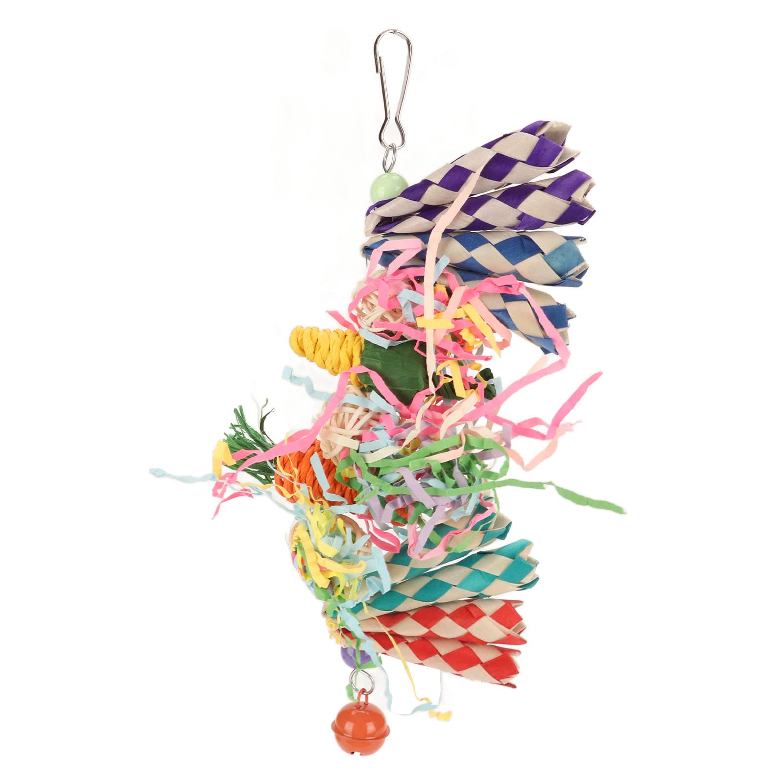 Set da 3 Giochi per Pappagalli Masticabili in Fibra Naturale Carote Intrecciate, Palline di Rattan e Giocattoli Sospesi per Budgie, Cocorite, Conuri