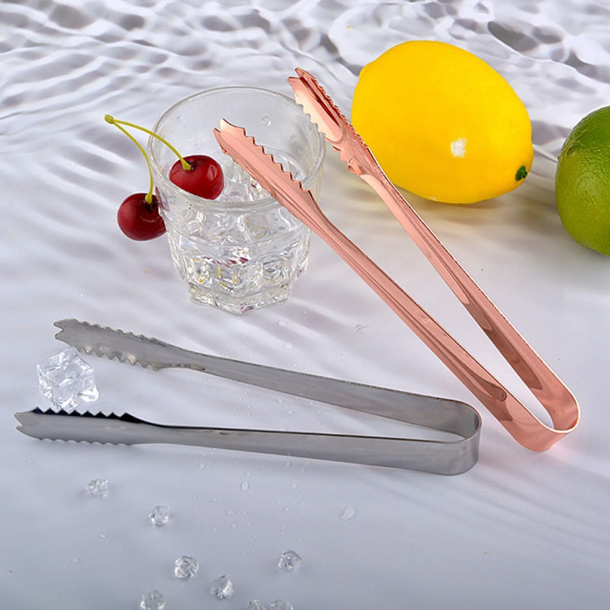 SOLUSTRE Stainless Steel Ice Cube Tongs Sugar Cube Bar Serving Tongs 4pcs Set Kitchen Food Cooking Utensils for Home and Restaurant Use Random Color