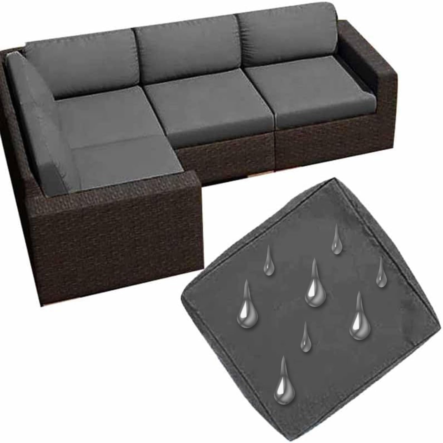 Uwobtn Color 1 Replacement Outdoor Cushion Covers Waterproof, 50X50 60X60 Garden Sofa Seat Cushion Slipcover With Zipper, Removable Patio Cushion Covers For Indoor Outdoor Rattan Furnitur(,60X60x10cm)