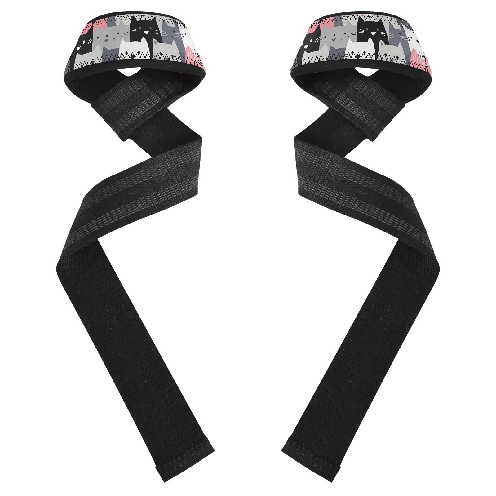 Nander Cartoon Dog and Cat Wrist Straps for Weightlifting,Lifting Straps with Neoprene Cushioned Wrist Padded and Anti-Skid Silicone for Strength Training,Bodybuilding,Deadlifting