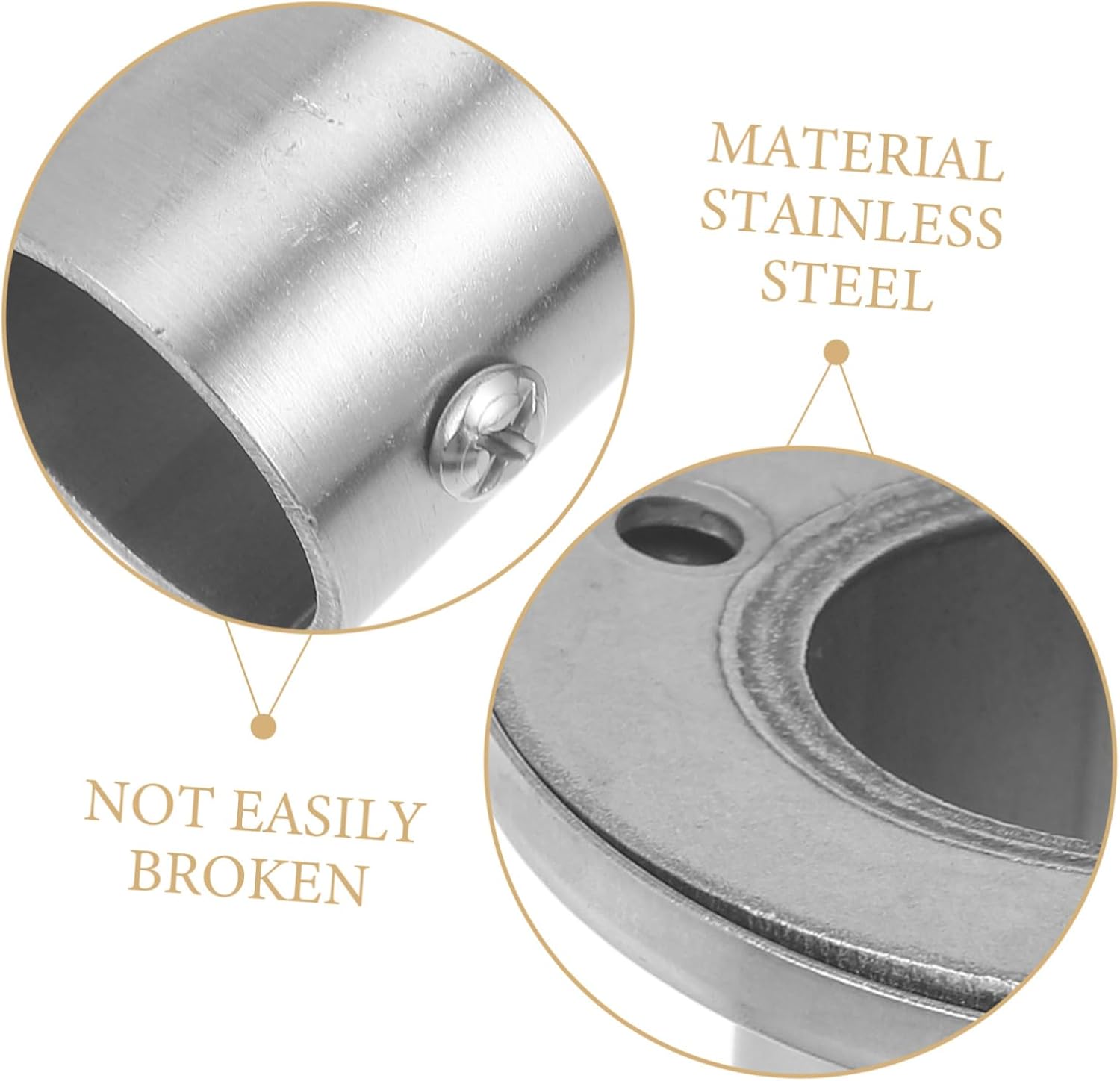 4pcs Curtain Rod Brackets Stainless Steel Shower Curtain Pole Socket Easy Install for Bathroom Closet