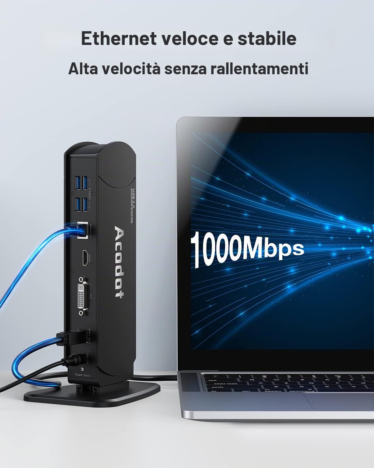 Acodot Docking station USB 3.0 13 in 1 per Windows, doppio monitor HDMI/DVI/VGA, 6 x USB 3.0, Gigabit Ethernet, ingresso/uscita audio, display singolo 1440p o doppio display 1080p, adattatori