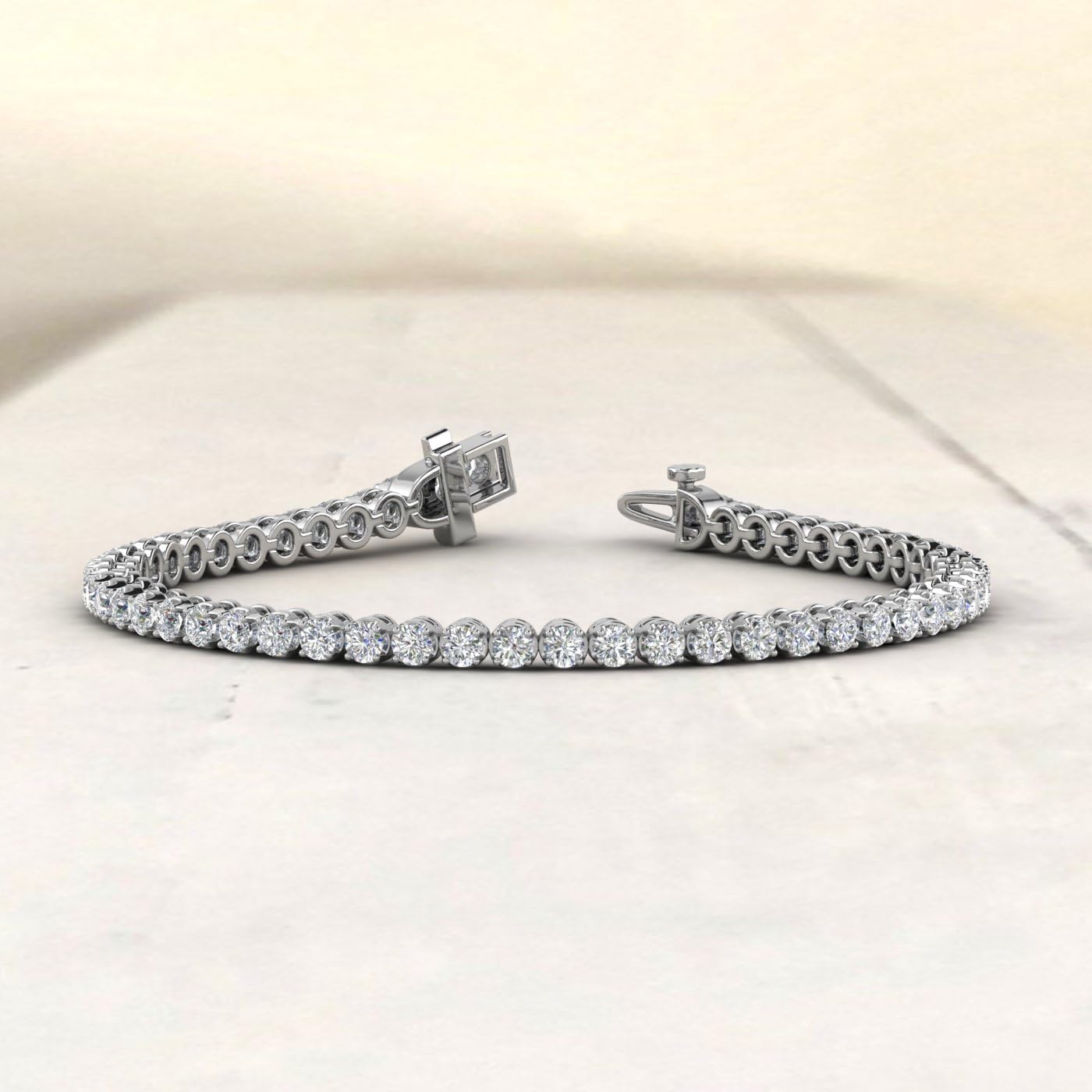 1 to 6 Carat Prong Set Round Cut Natural Diamond Tennis Bracelet for Women in 14K Gold (7 Inch) (I1-I2 Clarity)